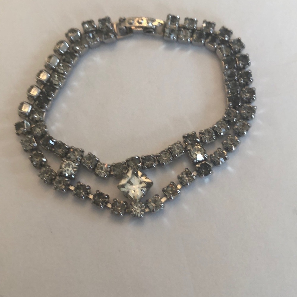 Vintage Rhinestone Bracelet Double Center Strands 1950’s!